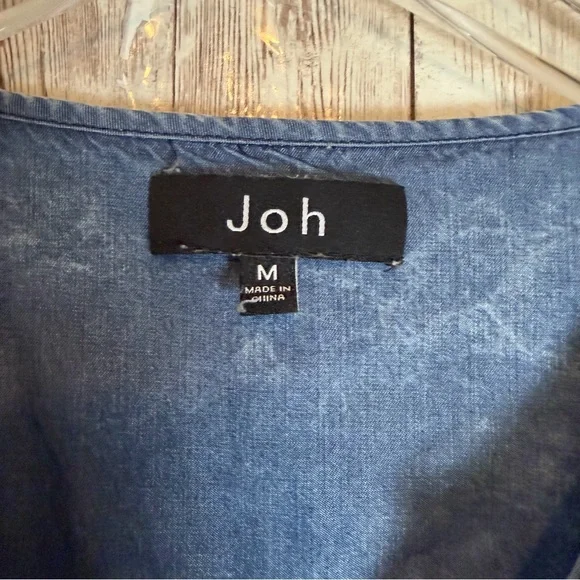 JOH Washed Indigo Blue Asymmetrical Tencel Tunic - Picture 3 of 5